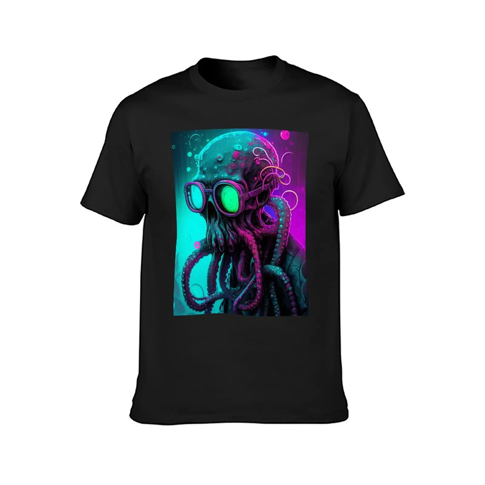 Octopus Neon Vaporwave Urbanstyle T-Shirt funnys kawaii clothes vintage T-shirts for men cotton