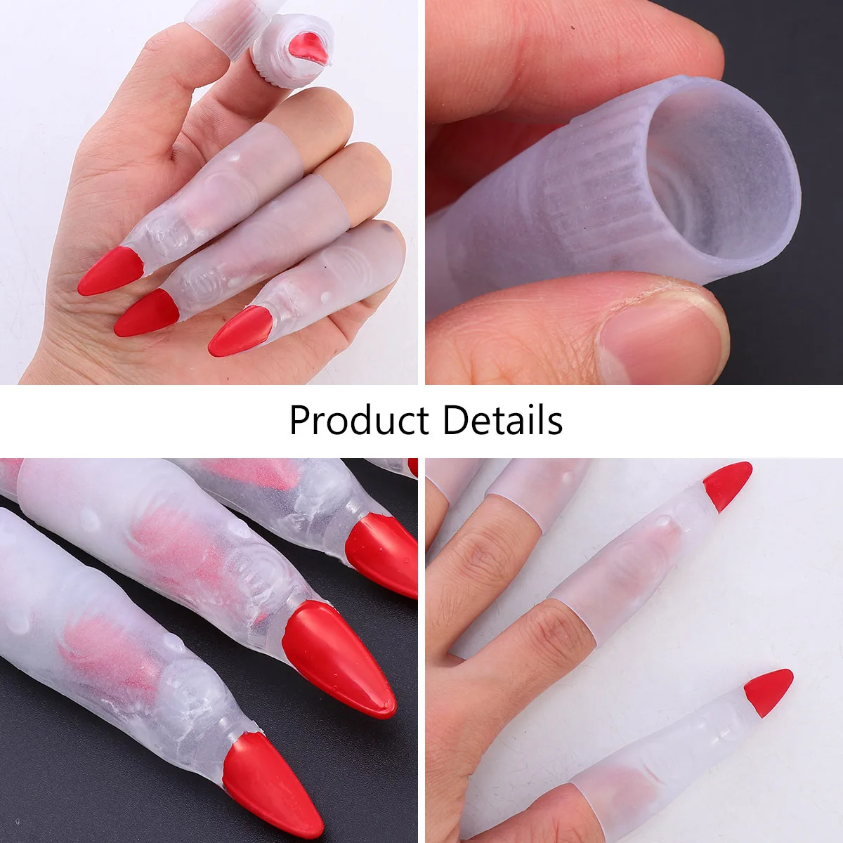 30Pcs Fake Fingers Nail Scary Vivid Luminous Halloween Props Zombie Nails Cover for Costume Party Fake Fingers Nail
