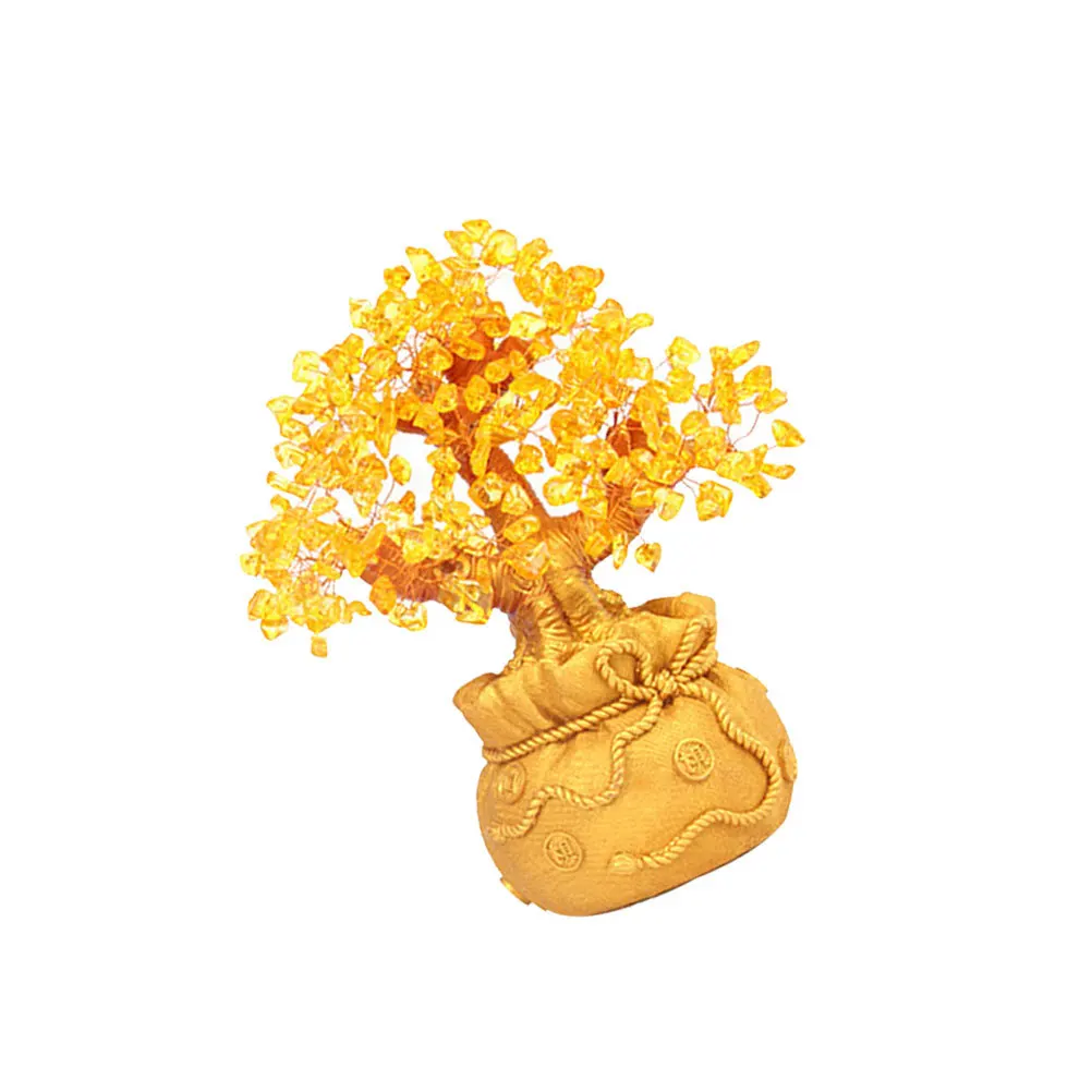 

1Pcs Citrine Money Tree Desktop Ornament Creative Bonsai Style Feng Shui Wealth Prosperity Decoration Perfect for Home Office