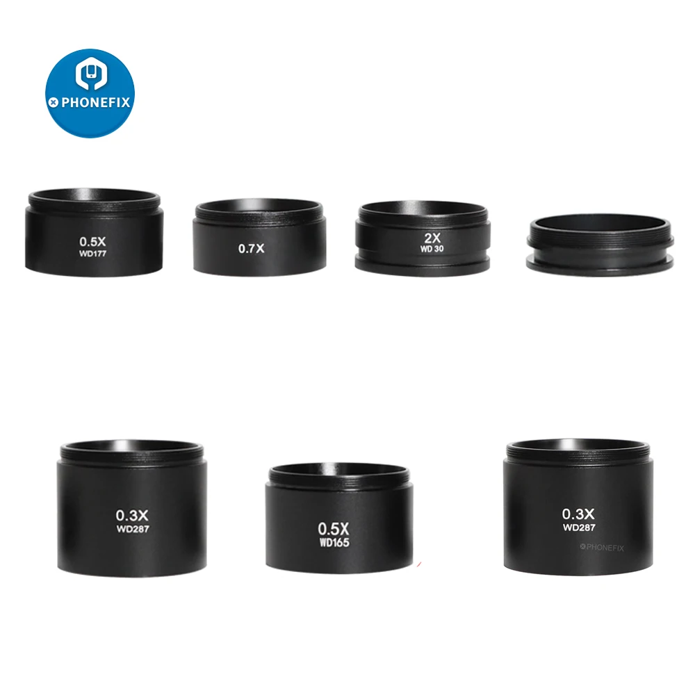 WD165 0.3X 0.5X 0.7X 1.0X 2.0X Barlow Auxiliary Objects Lens Microscope Camera Glass Lens For Trinocular Stereo Zoom Microscope