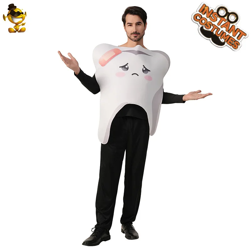 Divertidos disfraces de fiesta de dientes de pareja para adultos, disfraces de juego de rol con temática alimentaria, accesorios de fiesta de Halloween