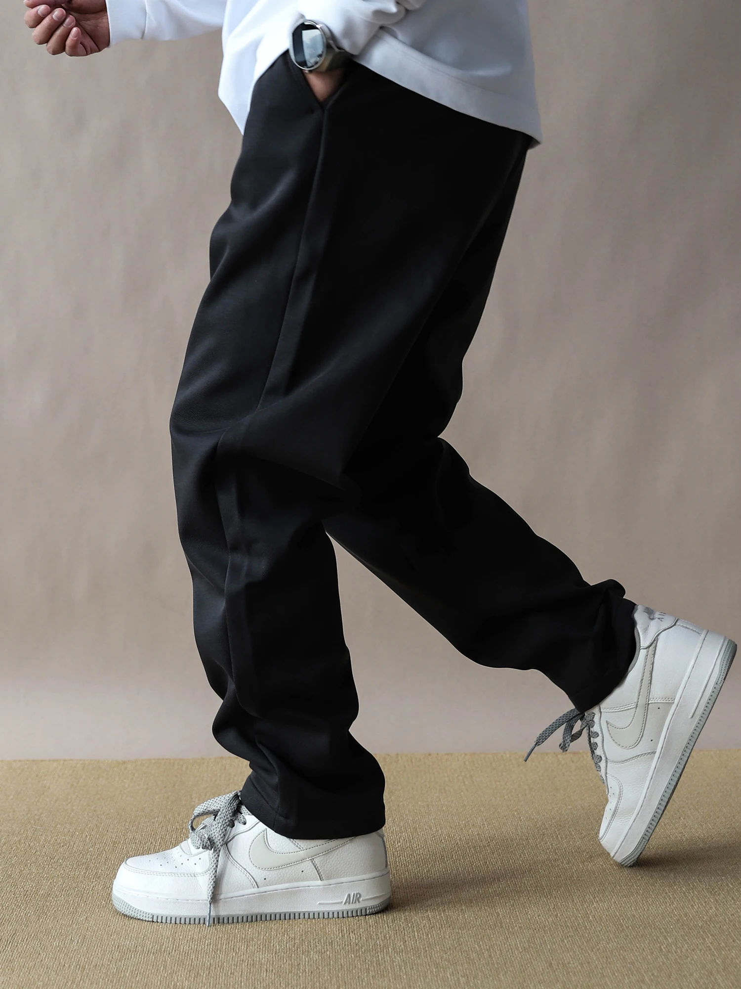 

Men's Casual Straight Leg Pants Thiened Fce Lined Loose Fit Workwear Sle Deep ey Trendy Brand 2026 Spring Season