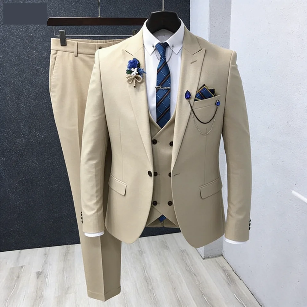 

Formal Monochromatic Wedding Tuxedos for Men Bachelor Party Graduation Celebration Snoking Outfit Men's Clothing Set