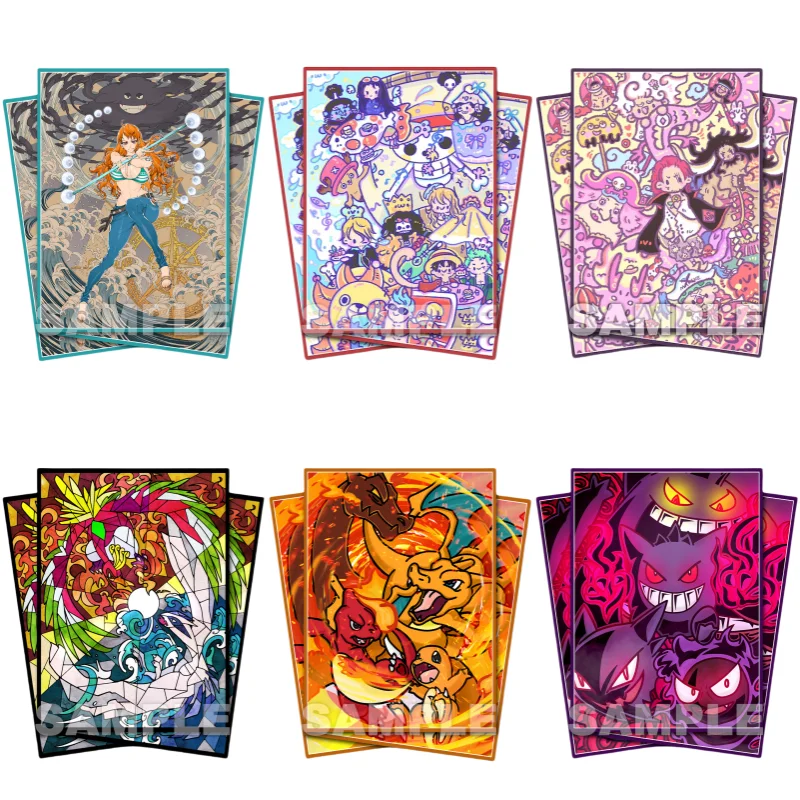 

60Pcs/Set Card Sleeve One Piece Nami Pokemon Eeveelution Gengar Charizard Anime Game Matte Finish Colorful Card Protective Cover