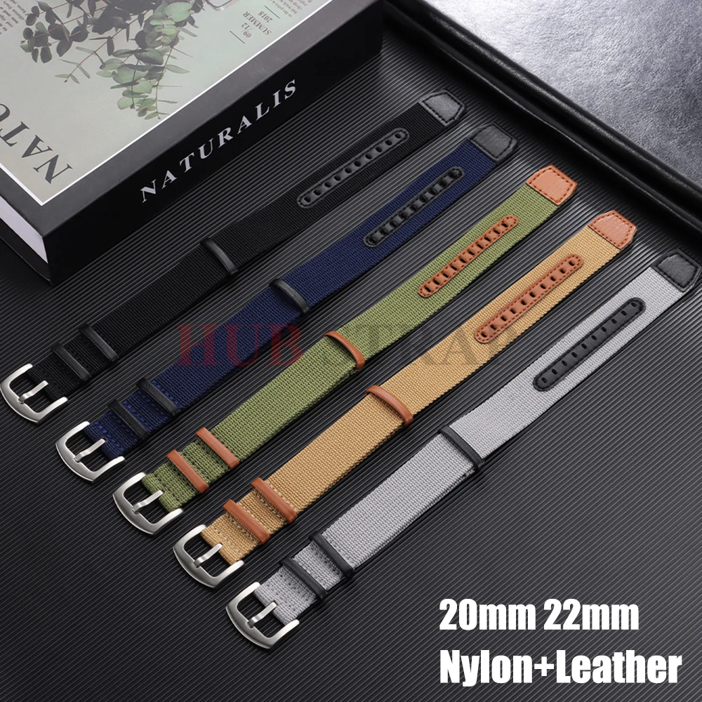20mm 22mm Watch Bracelet for Seiko for Rolex Canvas Nylon Patch Leather Strap Watchband for Hamilton for Omega Replacement Belts