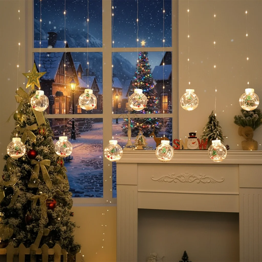 1 قطعة سلسلة أضواء الستار الجنية عيد الميلاد أتمنى الكرة LED الزفاف عطلة جارلاند مصباح للمنزل غرفة الطرف الديكور #1