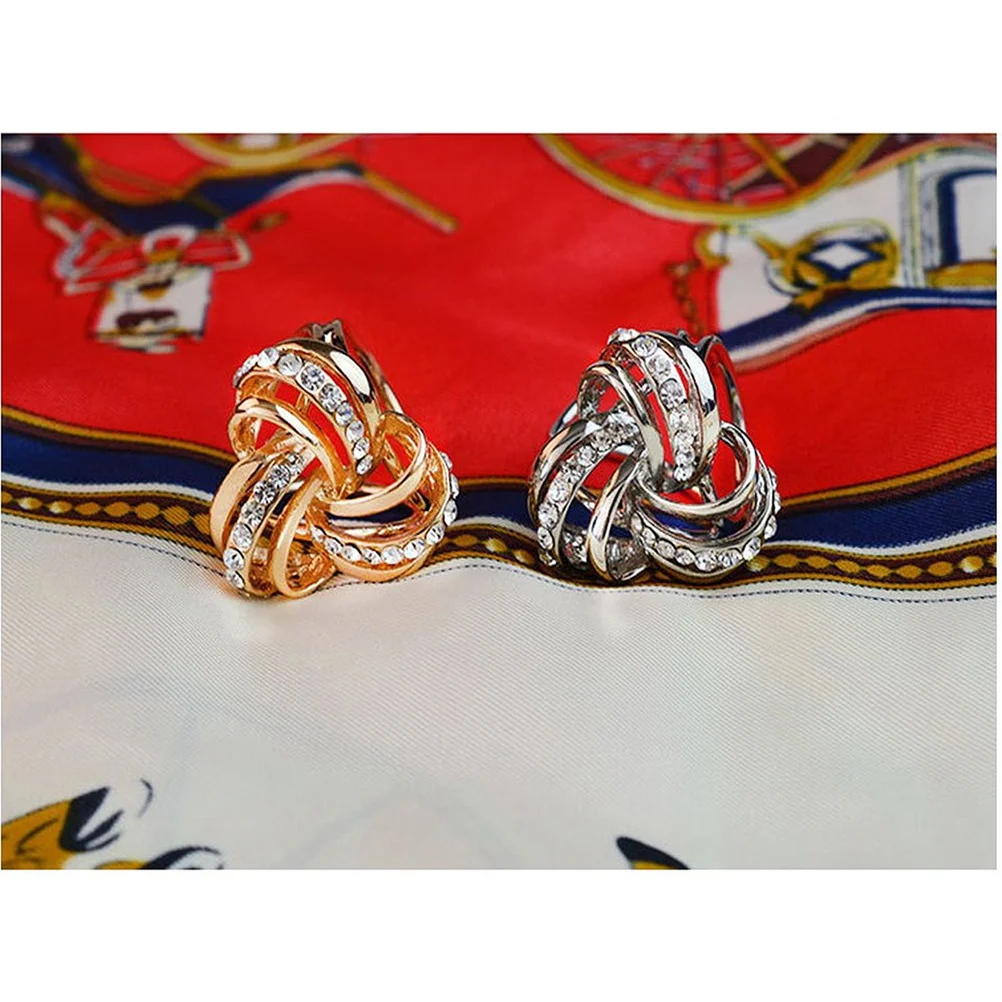 حجر الراين مزين 3-خاتم وشاح شال كليب الذهبي 28x28 سنتيمتر ربط الأوشحة الصغيرة المتوسطة مأدبة هدية