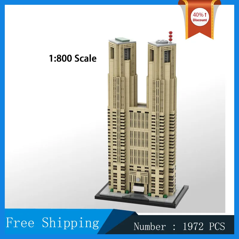 

Tokyo Metropolitan Government Building 1:800 Scale Model Building Block MOC City Street View SkyScraper Set Collection Toy Gifts