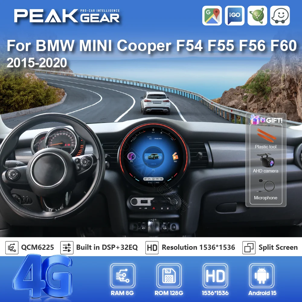 Android For BMW MINI Cooper F54 F55 F56 F602015-2020 Car Multimedia Player 12inch wirele auto Carplay GPS Navigation 4G wifi