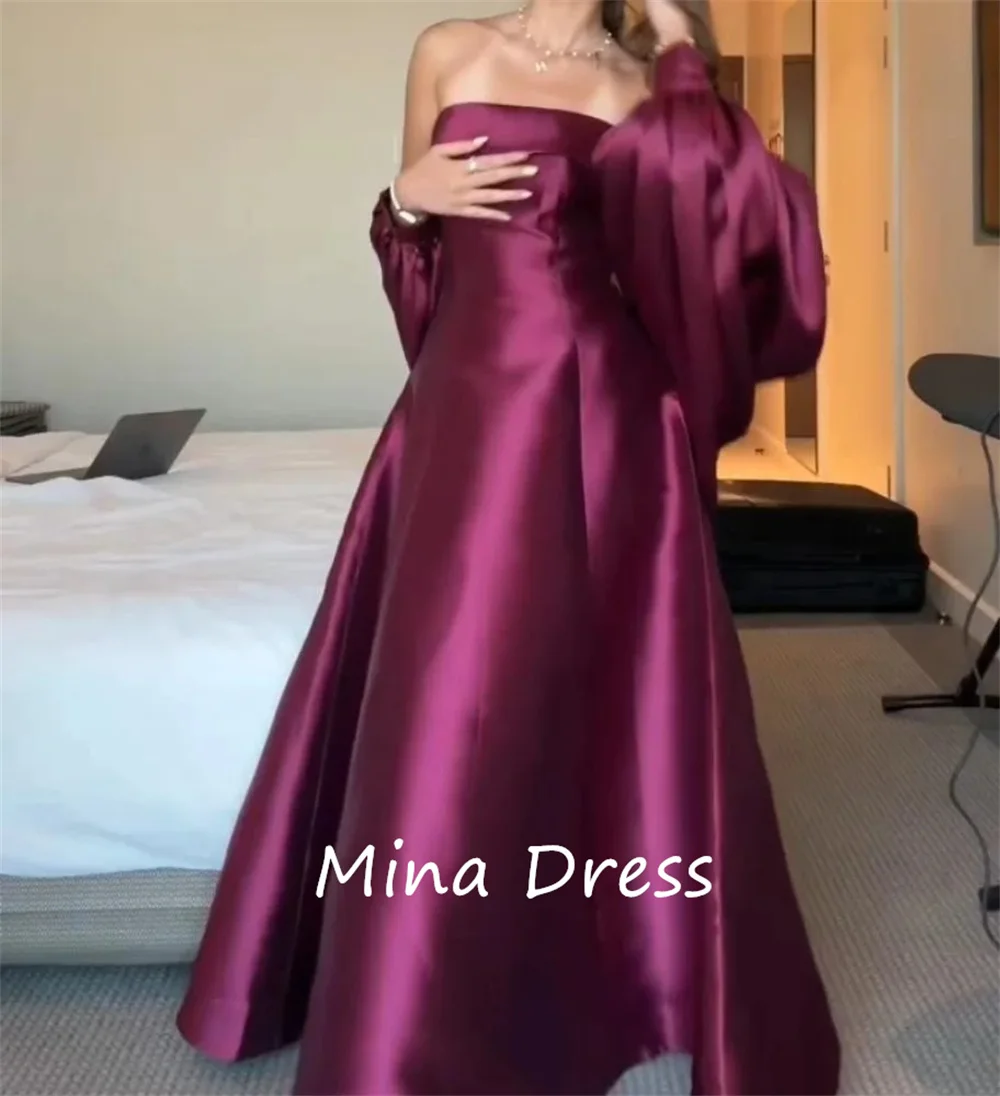 

Mina custom tube top with cinched sleeves elegant dress for special occasions long sleeve open back luxury women's evening gown