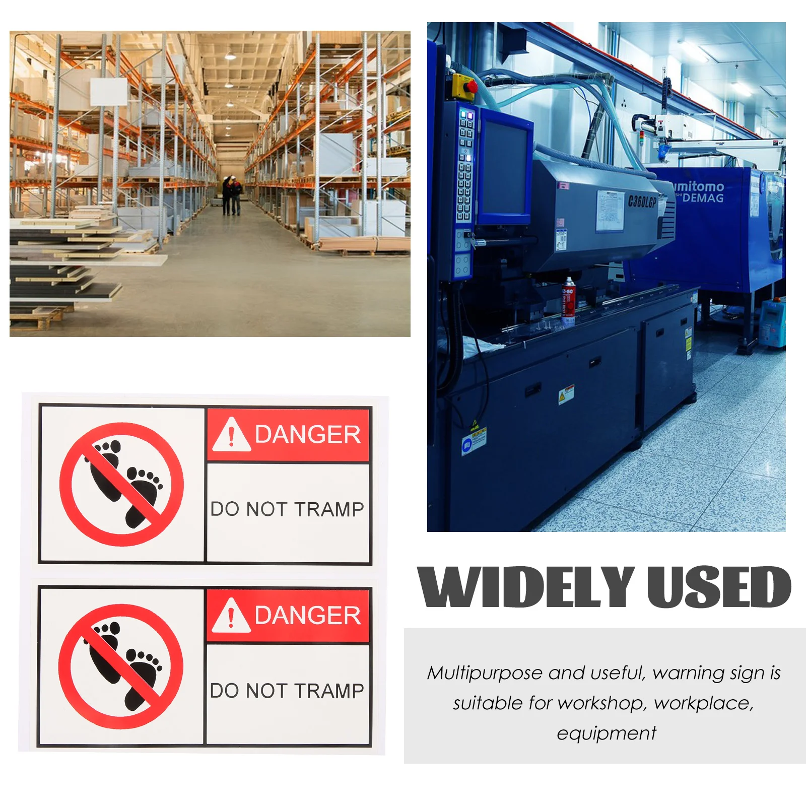 

2 pcs Warning No Stepping Decals 10x5cm Bright Adhesive Workshop Use Not Sign Do Not Sign For Caution