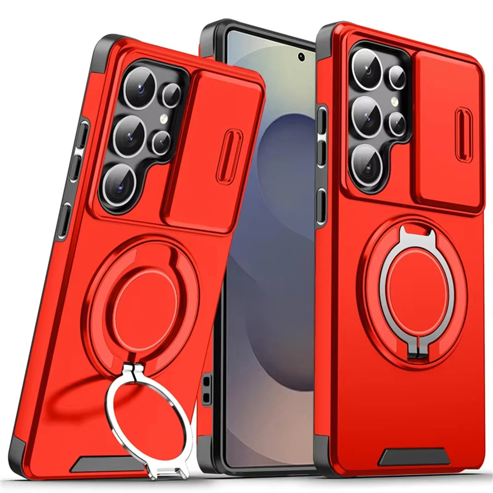 Magnetic Ring Stand Phone Cases For Samsung Galaxy S26 S25 S24 S23 S22 Ultra Plus S21 FE Case Slide Camera Protector Armor Cover