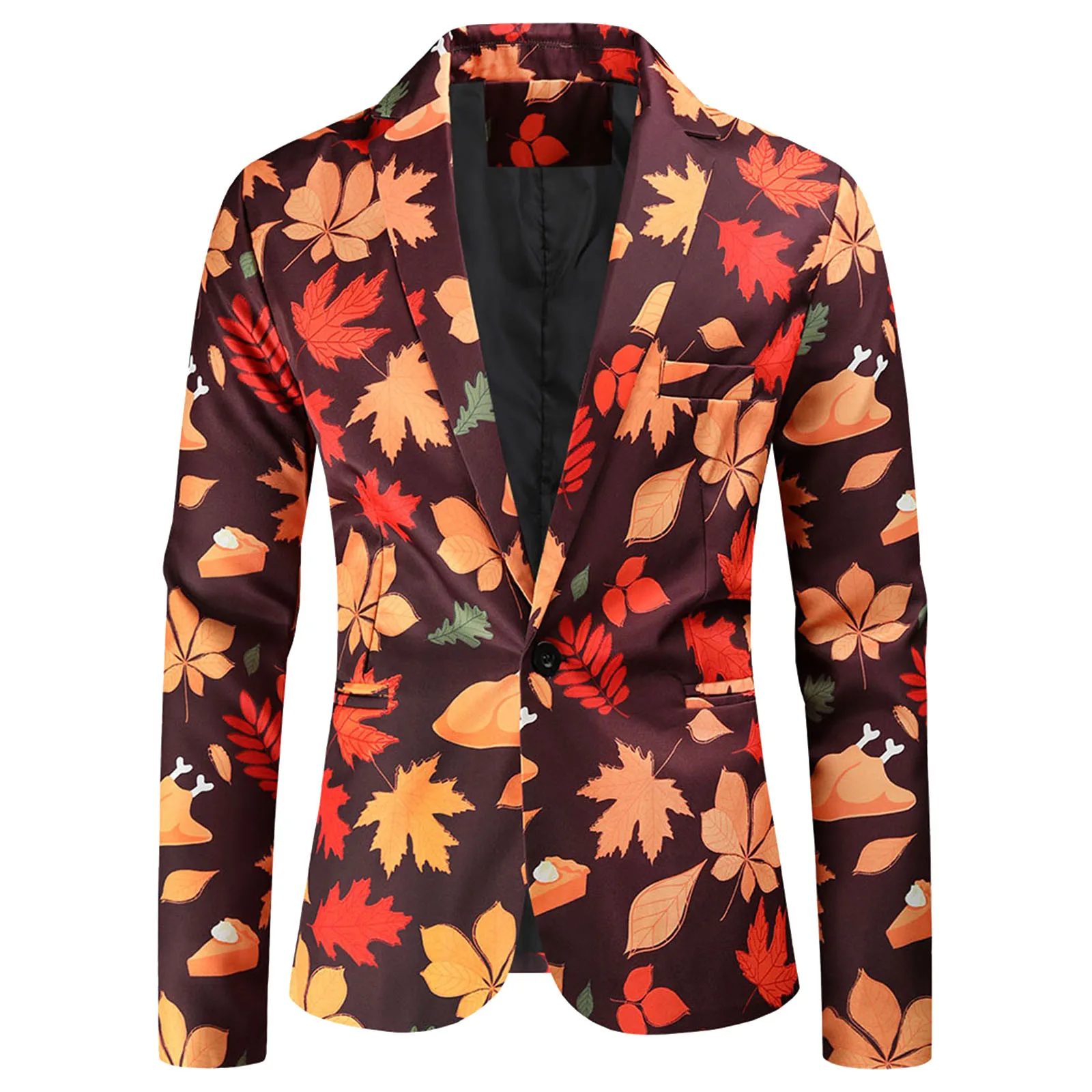 

Mens Fashion Casual Pocket Button Suit Printed Single Breasted Suit Jacket Men Raincoat Men Tuxedo Suit Wedding