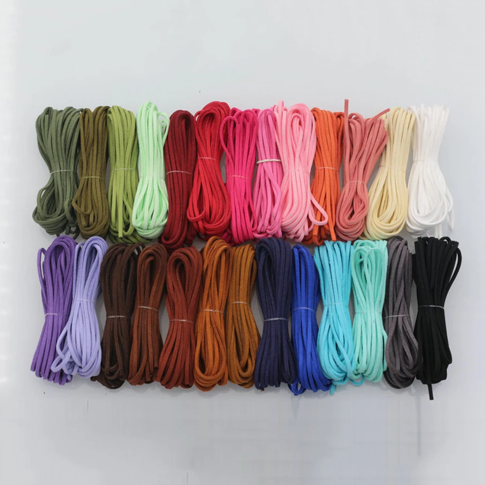 

6 шт. 5 м 3 мм плоские искусственные шнуры для ювелирных изделий веревка браслет ожерелье изготовление коричневый фиолетовый желтый кофе