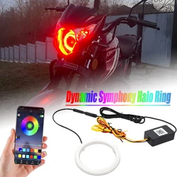 1pcs 코 튼 빛 RGB 자동차 LED 천사 눈 헤일로 링 APP 제어 12-24V Led 헤드 라이트 오토바이 Offroad에 대 한 주간 러닝 라이트