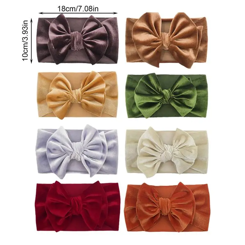 Soft Knot Headbands com arcos de cabelo para bebês, Super Stretchy Turbante, Acessórios para cabelo atado, 8 cores