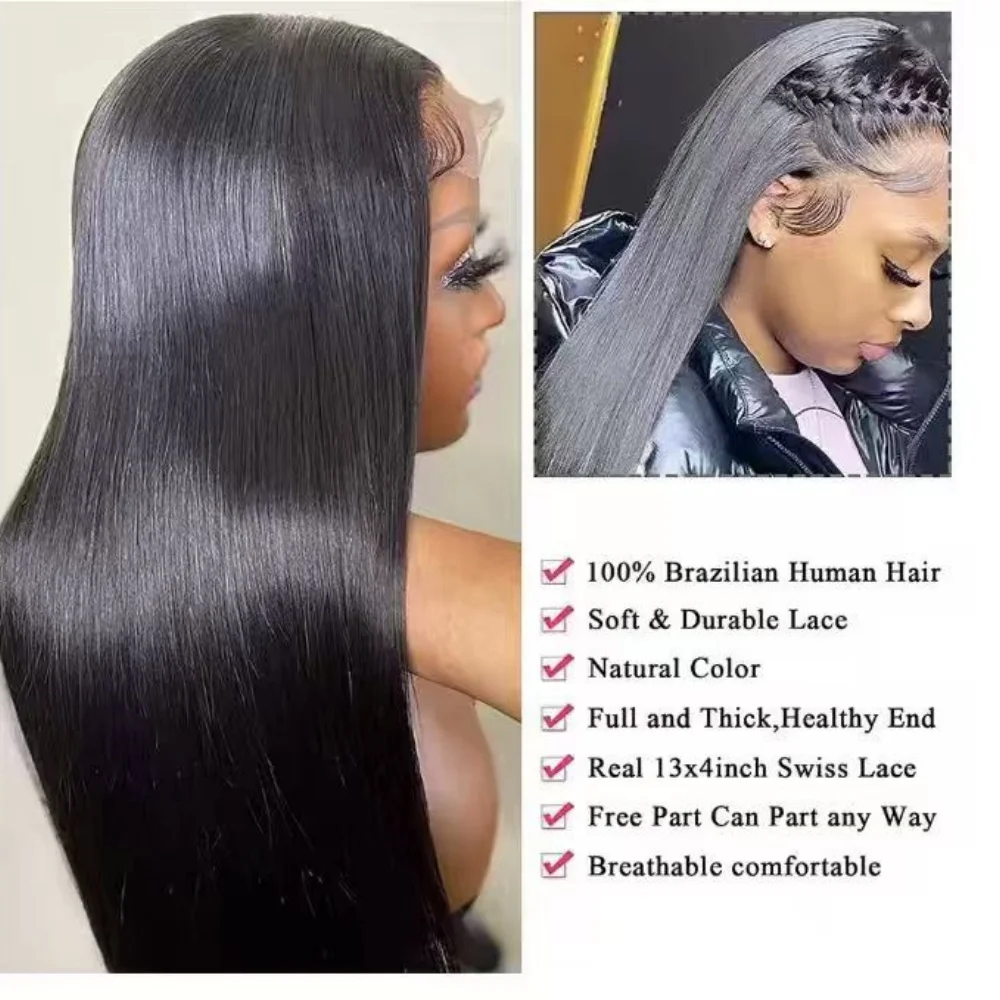 250 الكثافة 13x4 13x6 كامل أمامي 360 HD الدانتيل الشفاف 30 40 بوصة طويل مستقيم 5x5 إغلاق الشعر البشري قبل قطعها الباروكات