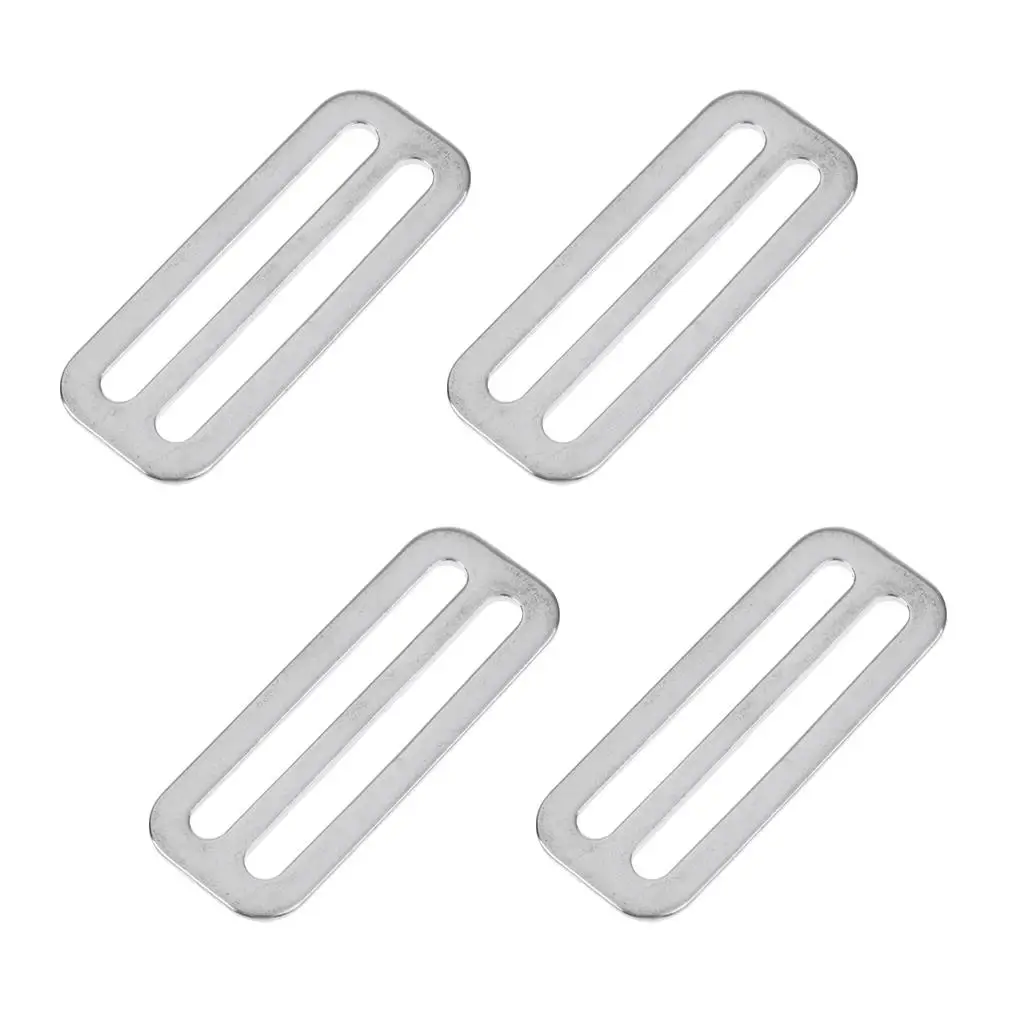 4pcs/set Scuba Diving 2' Weight Belt Slide 316 Stainless Steel Webbing Stopper Keeper Tri- Slide Buckle Silver Water Sports