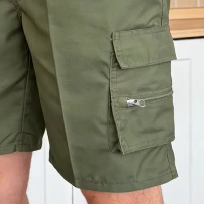 

Anti-wrinkle Men Shorts Drawstring Large Pockets Cargo Shorts Soft Fabric Loose Fit Pure Color Summer Outdoor Sport Shorts