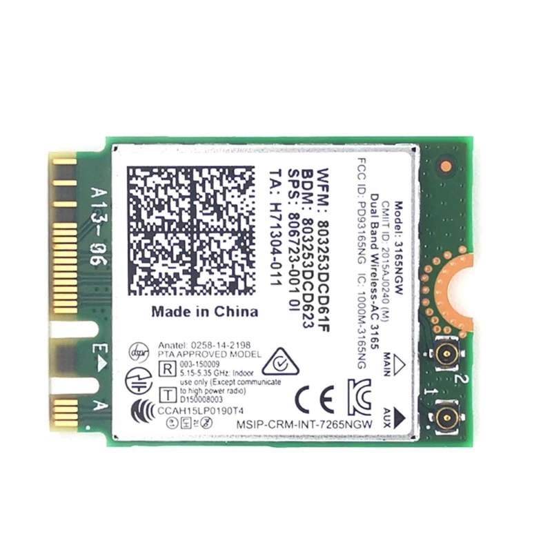 2024 neue 3165NGW Dual-Band 5Ghz WirelessAC 3165 600M Netzwerk Karte NGFF WIFI Adapter