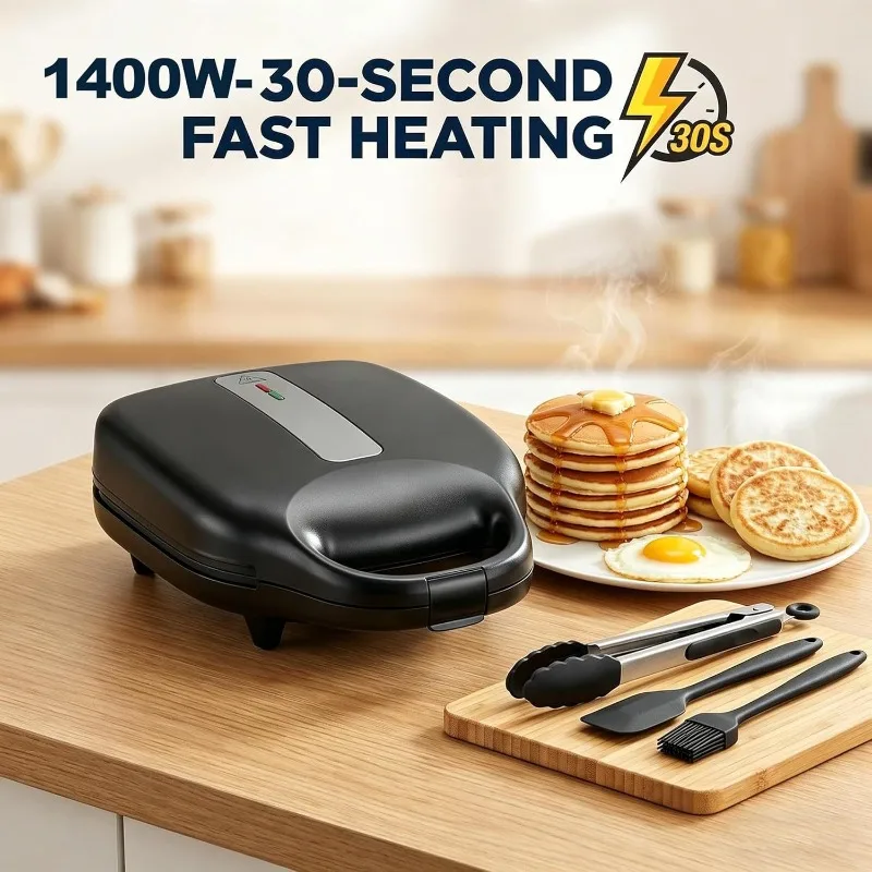 110V US Standard Household Thin Pancake Maker, Breakfast Machine For Muffin Cake Dorayaki Hamburger Baking