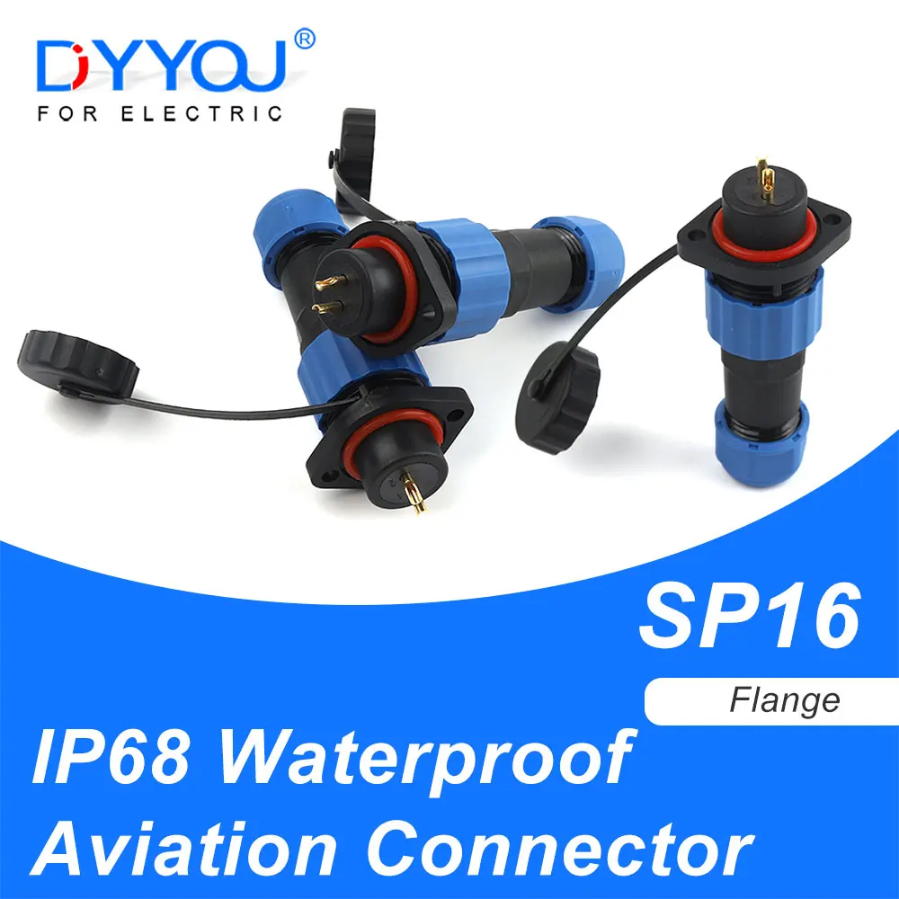 

1 Set SP16 Flange Type Waterproof Connector IP68 Male&Female Electrical Cable Wiring 2/3/4/5/6/7/9 Pin Aviation Plug Soldering