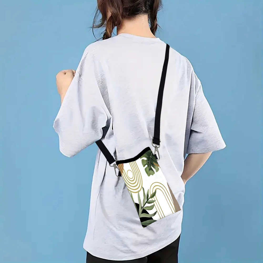 Minimalist Line Pattern Fashion Mobile Phone Bag Multifunctional Crossbody Phone Bag Adjustable Strap Shoulder Bag7.25