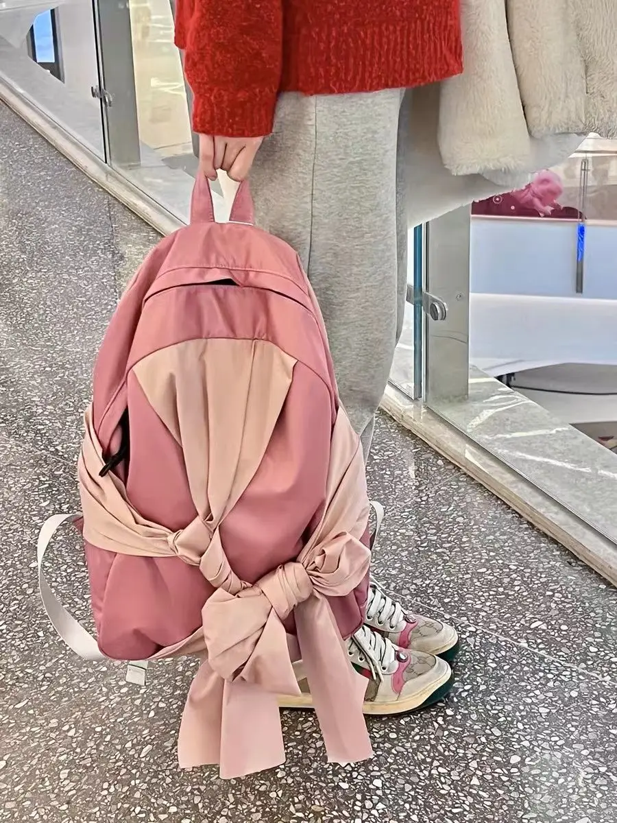 2023 Ransel Wanita Fashion Baru Tas Bahu Pita Ceruk In Ransel Desain Simpul Anak Perempuan Harajuku Tas Sekolah Siswa Perempuan