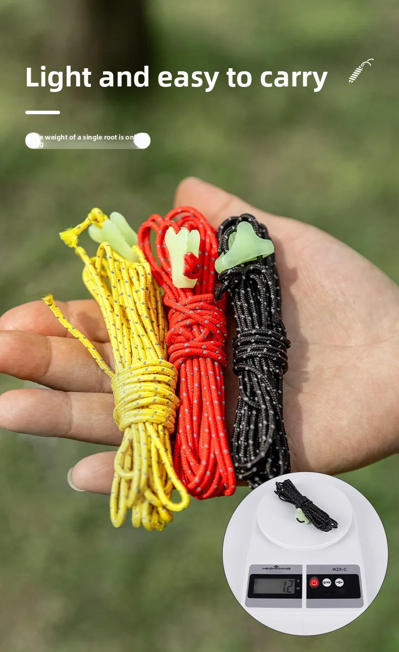 2 mm x 4 m reflektierendes Dyneema-Abspannseil, Zeltseil, hochfestes UHMWPE, winddicht, für Camping, Plane, Überdachung, Outdoor, Wandern, Schnur, Pfahl-Set – Detail 7