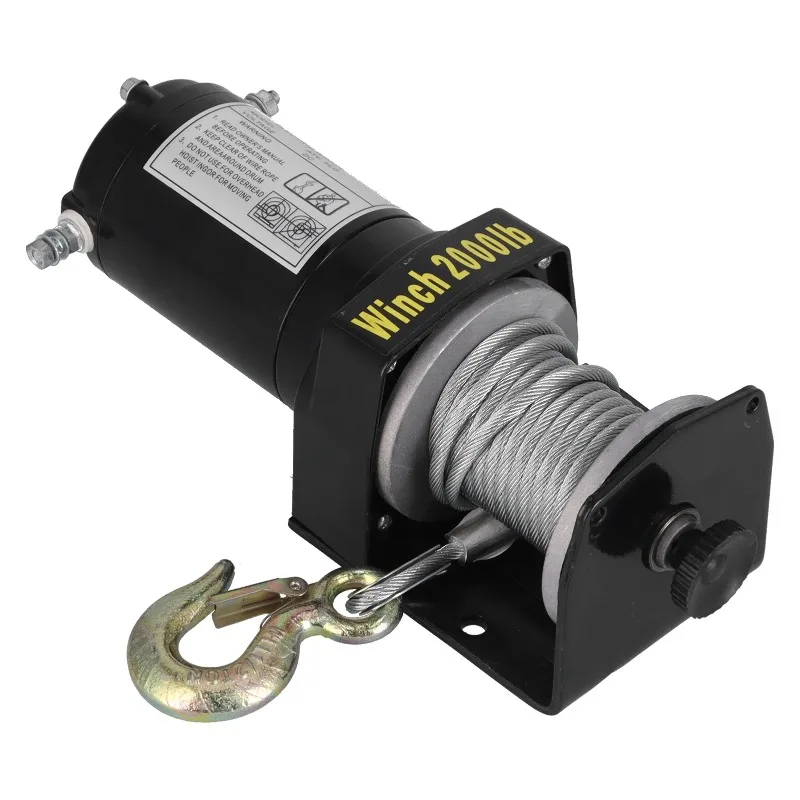 

12V 2000LB Electric Winch Vehicle Traction Equipment with Wired Handle 1.2KW 1.6HP Motor Power Winch Electric Winch