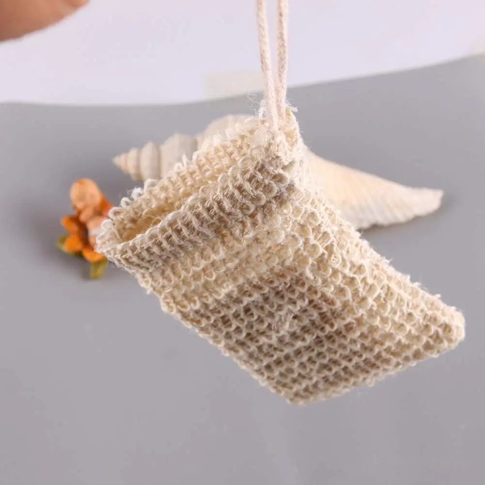 Soap Bag, Natural Sisal Soap Saver Bag Pouch Mesh Net Waste Plastic-free Exfoliating Foaming and Drying Soap Holder for Shower