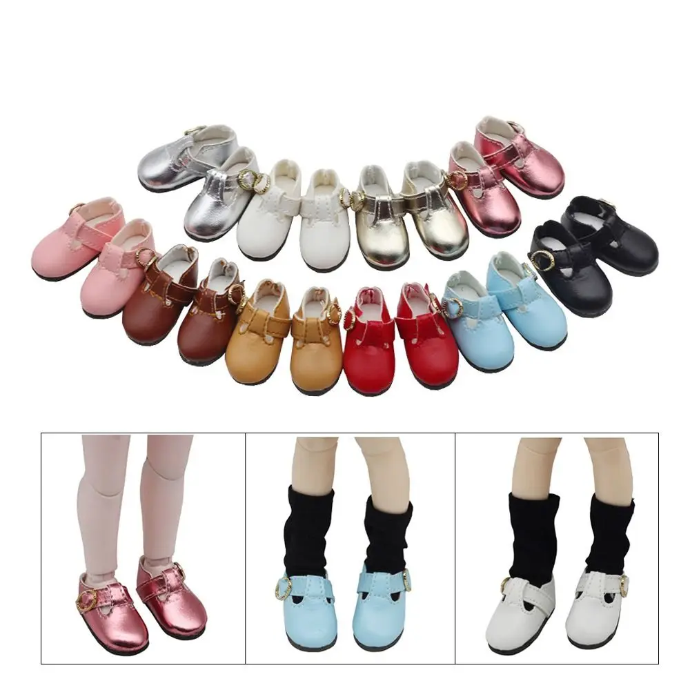 Play House Dress Up PU Leather 4.6cm Colorful Shiny Sneakers Shoes 1 Pair PU Leather Shoes Cute Mini Leather Boots Body