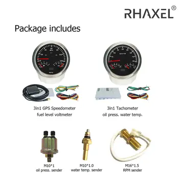 RHAXEL 85mm 3v1 multifunkční GPS rychloměr 0-120MPH otáčkoměr 0-8000RPM se senzorem podsvícení měřiče hodin pro traktor 10 nejlepší prodej rychloměr traktoru - №3