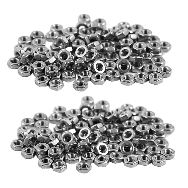 

200Pcs M3 3Mm Female Thread Hex Metal Nut Fastener Silver Tone