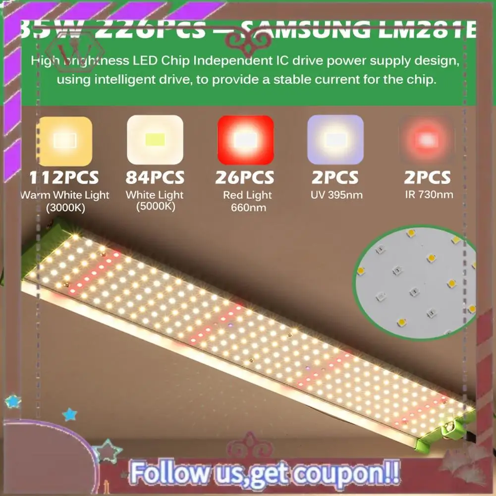 

Latest 85W LED Grow Light With Samsung LM281B Full Spectrum Plant Growth Lamp For Indoor Greenhouse Hydroponics Plant