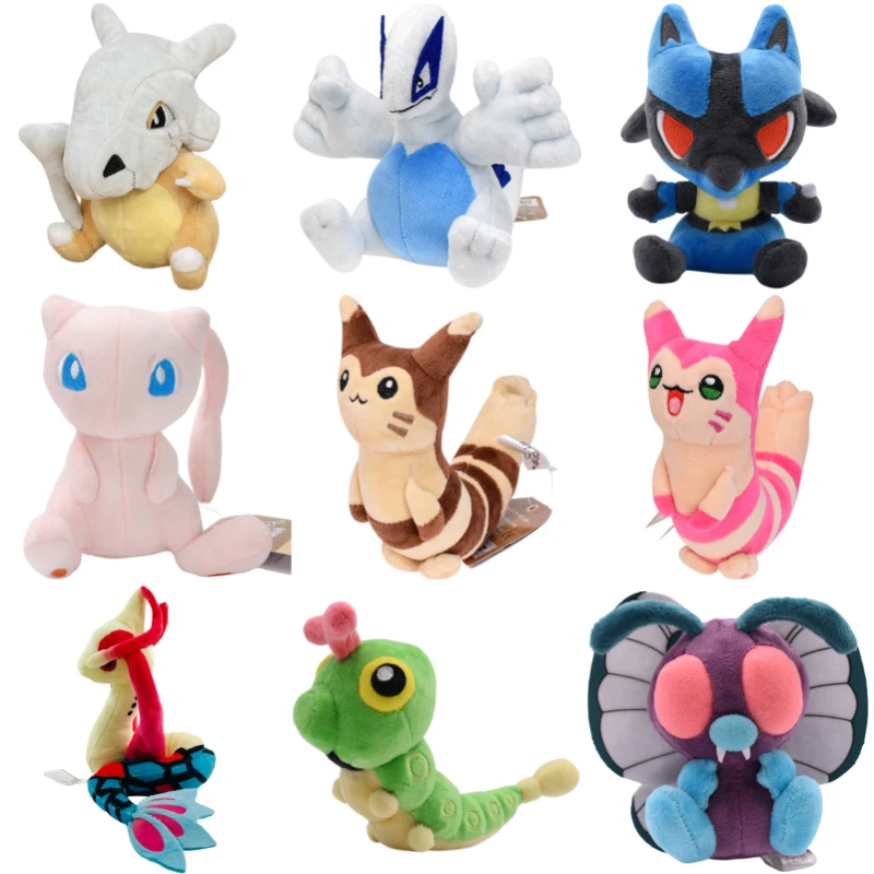 

10 Styles Pokemon Fit Cubone Mew Lugia Caterpie Butterfree Plush Toys Cute Anime Furret Gyarados Stuffed Animals Peluche Dolls