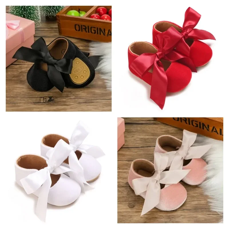 

Baby Shoes Girls Princess Shoes Infant Toddler Non-slip Flat Soft-sole Cotton Rubber Cute Bow-knot First Walkers Newborn