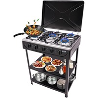2.5 KW Gas Hob 5 Burner Built-In Gas Stove Gas Stove Energy Saving Portable with Lid and 2 Shelves Gas Hob Gas Hob