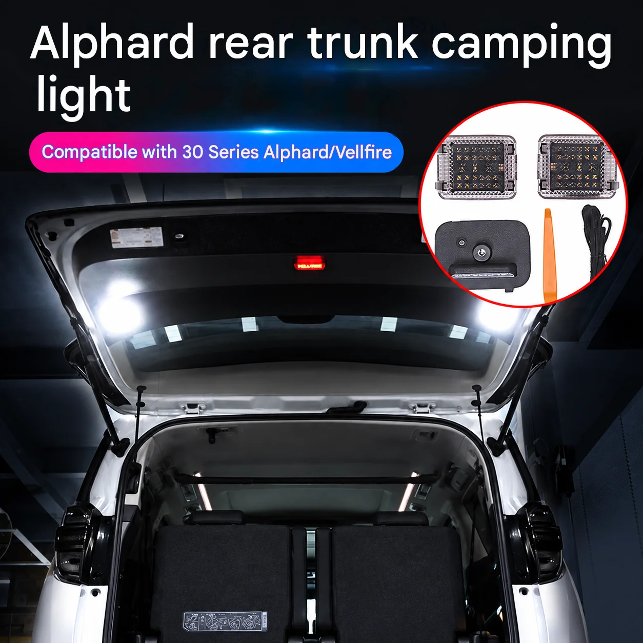 Car Rear Trunk Projection Lights for Toyota Alphard Vellfire 30 Series Exterior Accessories Cargo Lamp Upgrade Interior Lighting