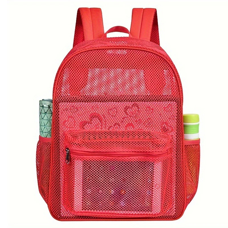 

Backpack, mesh bag, casual large-capacity backpack, breathable beach travel bag. You can see the items inside the bag