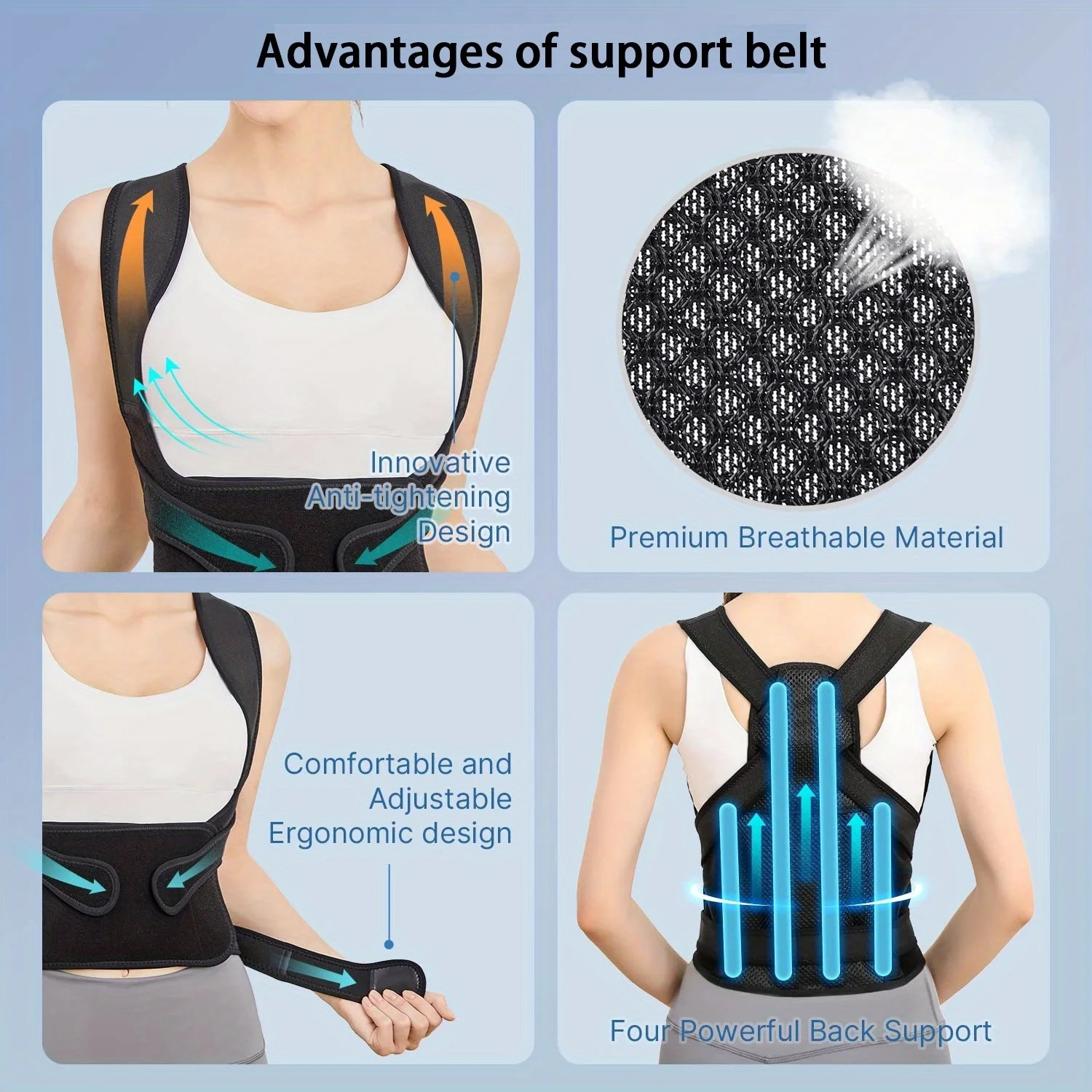 Back Brace and Posture Corrector for Women Men, Adjustable & Lightweight - Scoliosis & Hunchback Correction, Relief Back Pain - view 5