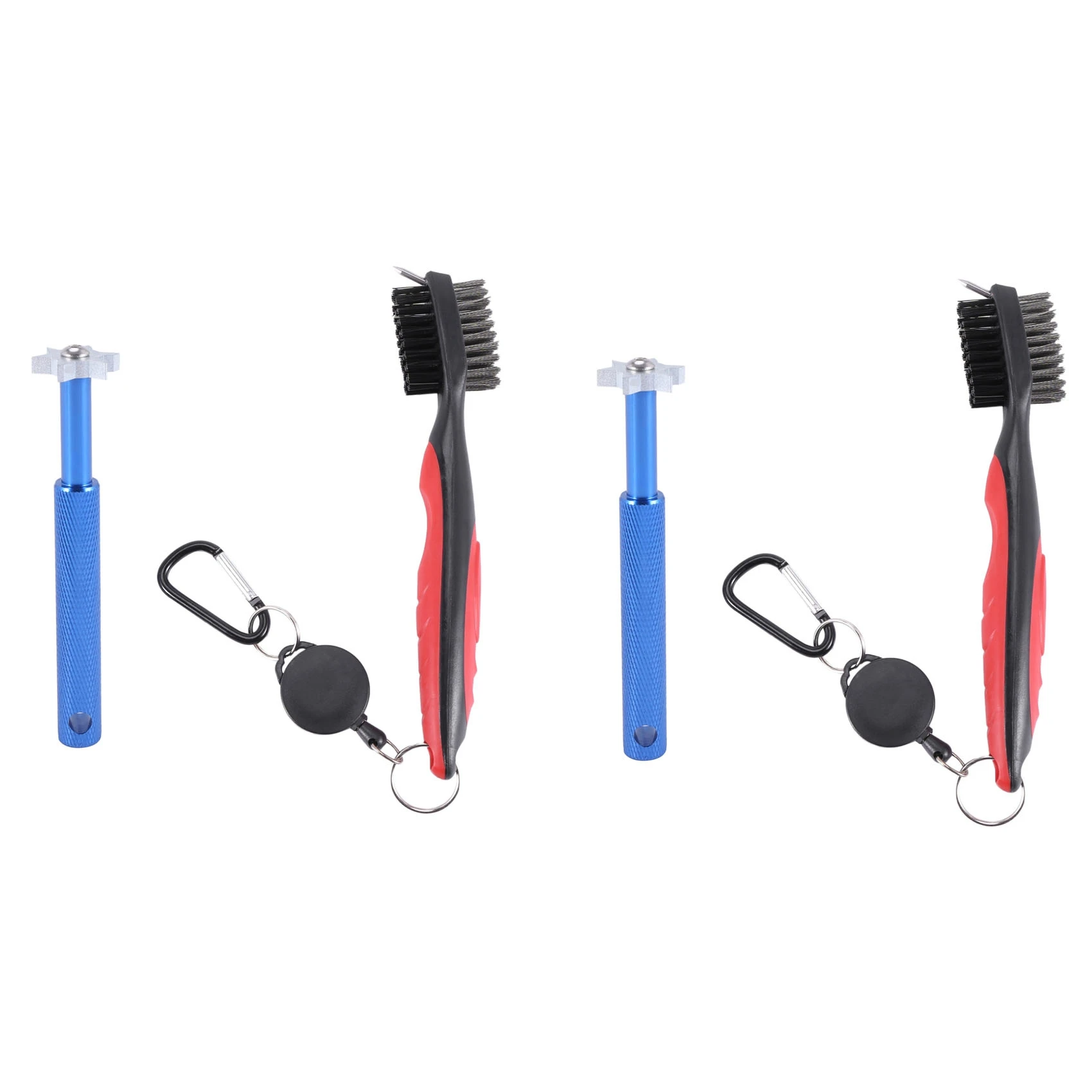 HOES-2X Golf Groove Sharpener Tool Golf Club Groove Sharpener And Retractable Golf Club Brush For Golfers Blue And Red