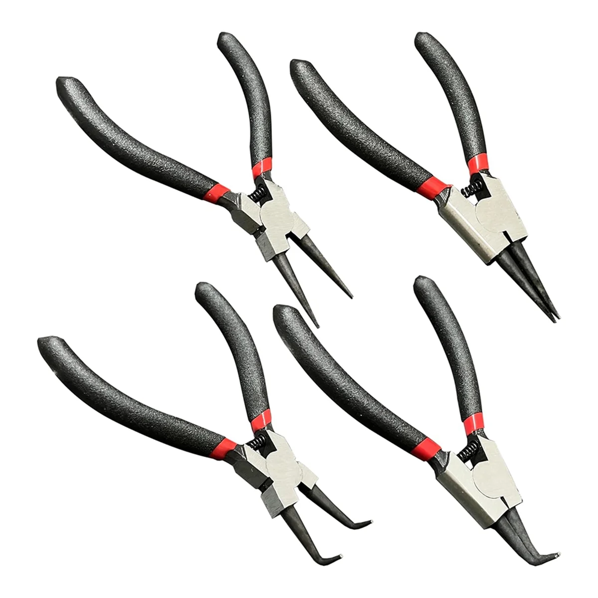 

4 PCS Small Snap Ring Pliers Set Mini Internal & External Circlip Plier with Straight/Bent Jaw C Clip Pliers with Spring