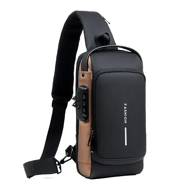 Bolso de pecho antirrobo para hombre, bandolera con carga USB, mochila escolar de mensajero para viaje corto, Oxford