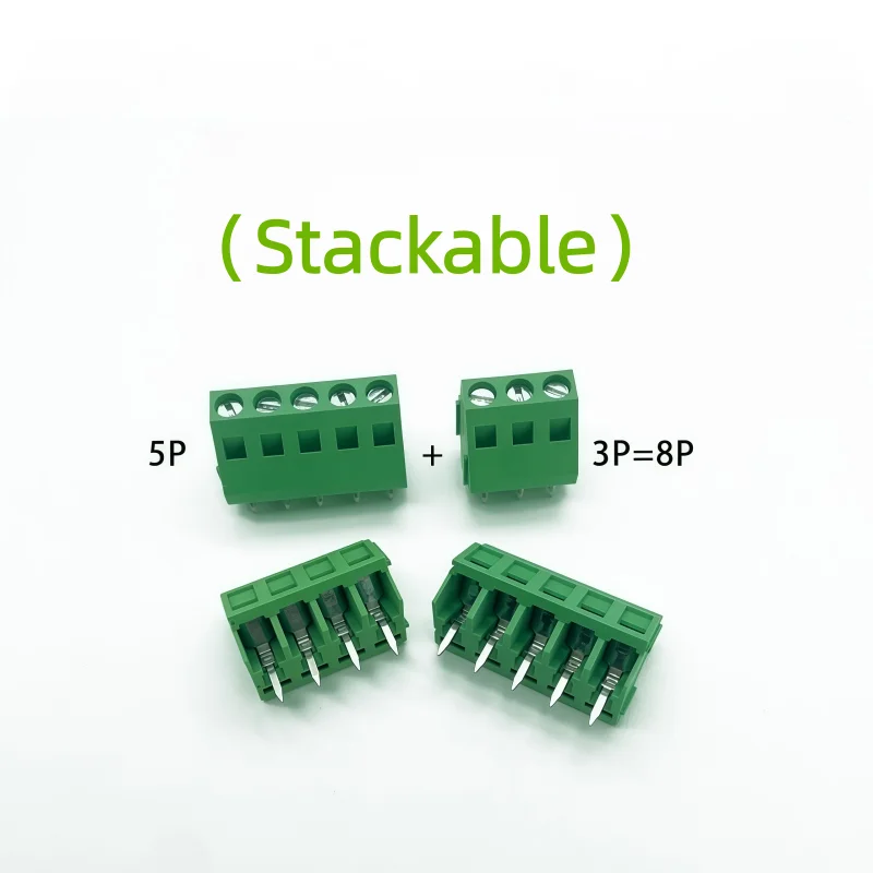 10 Pieces KF103-5.0MM Pitch 45° Angled Screw Terminals Side Entry 2P 3P 4P 5Pin Stackable Connectors