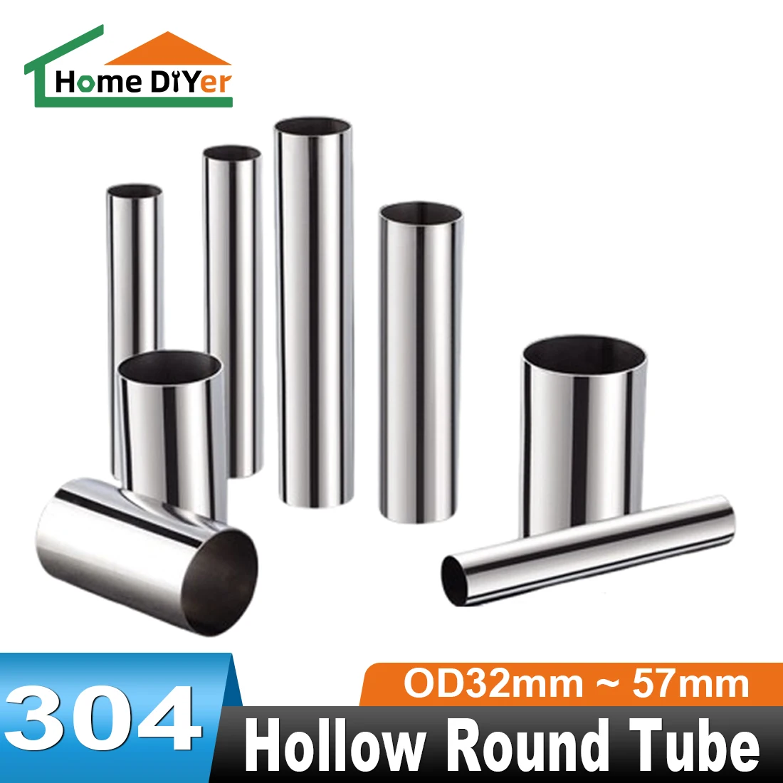 304 Stainless Steel Round Capillary Tube Length 100/200/300/500mm Precision Pipe  Polished Inside Outside OD32 to 57mm