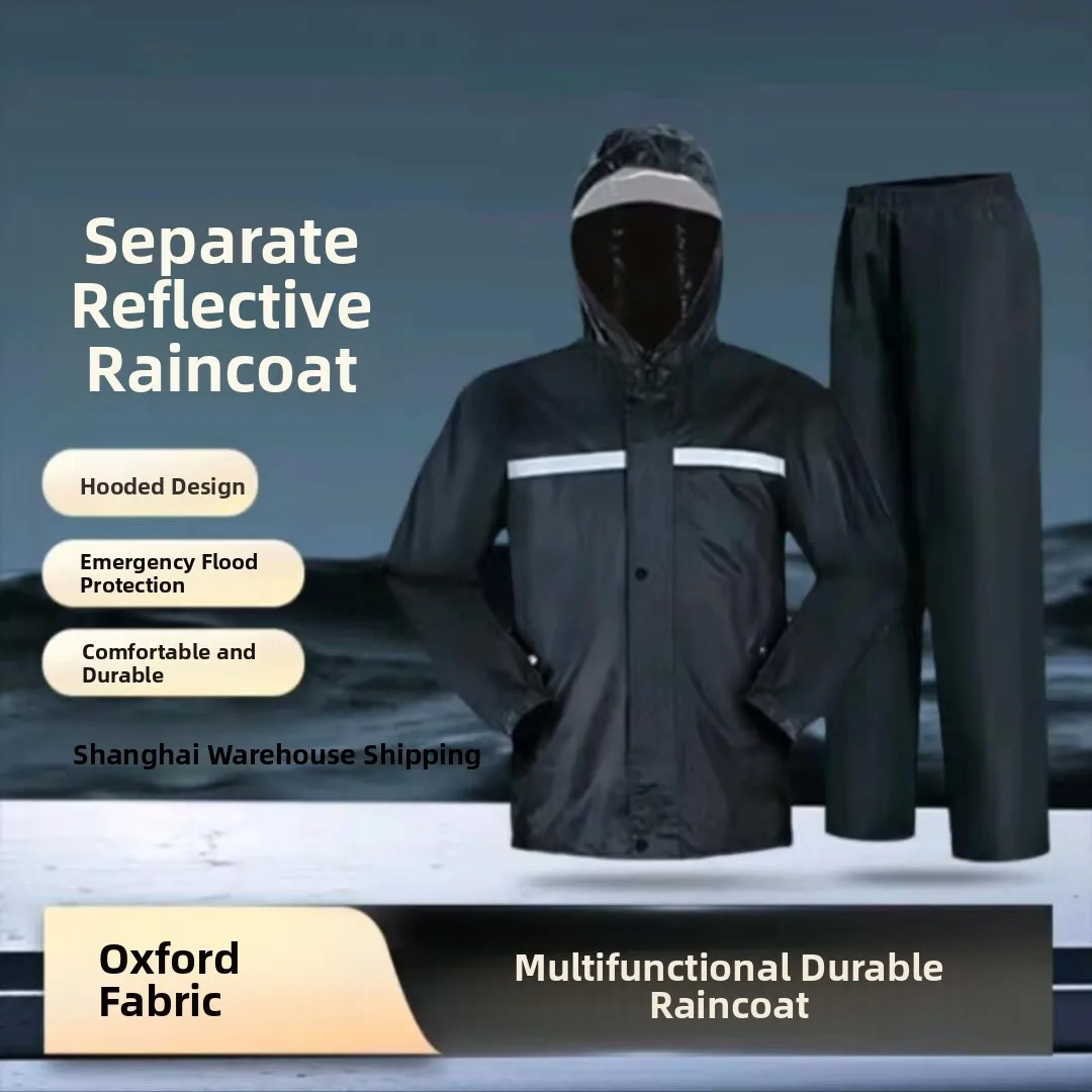 

Adult Men's Detachable Raincoat And Rain Pants Set for Construction Workers Outdoor Wear Waterproof Heavy Rain Protection
