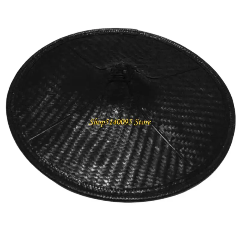 DXAE Oriental Costume Hat Bamboo Conical Hat with Braided Broad Chin Tie and Casual Shade for Travel Photo Use