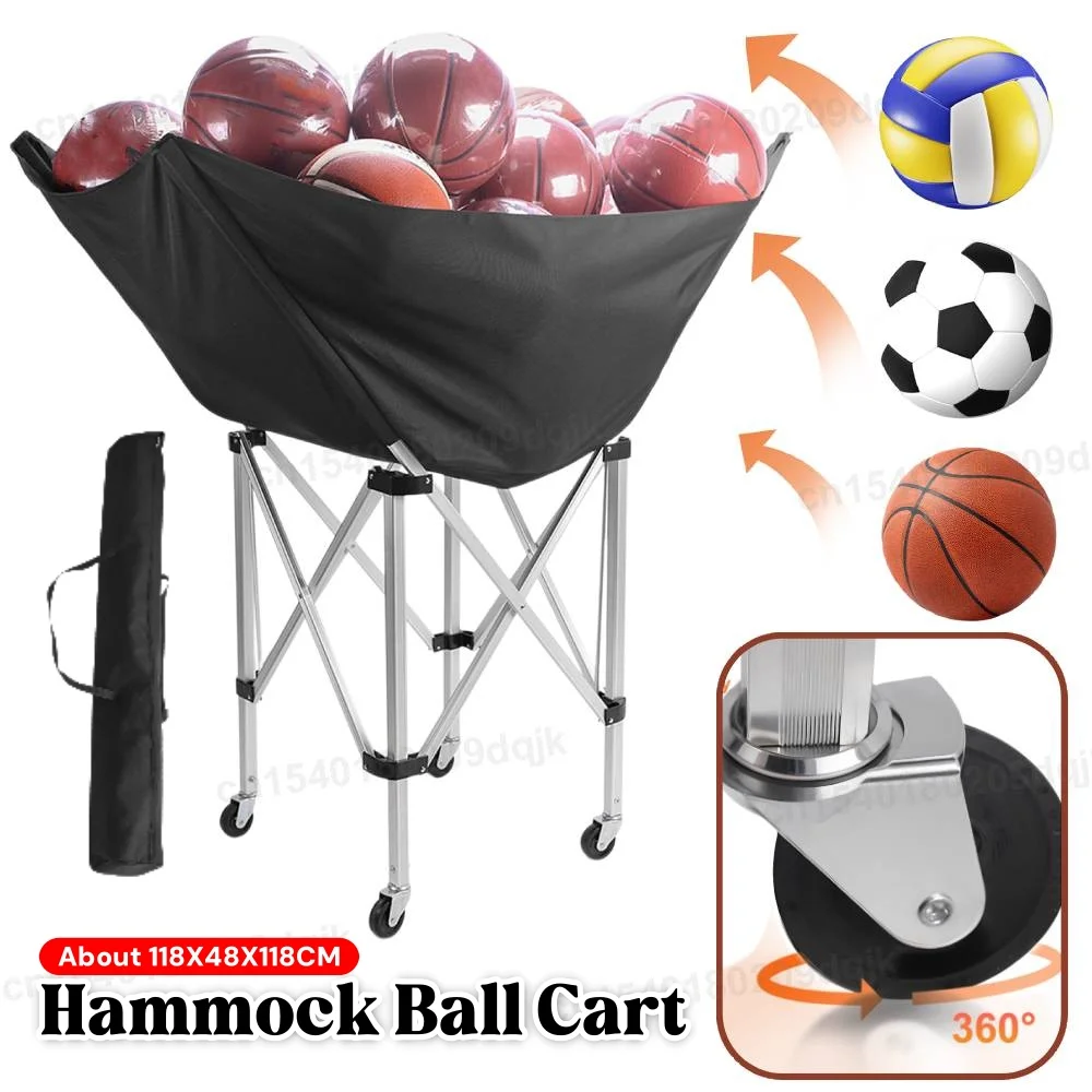 Foldable Wheeled Ball Cart Portable Ball Storage Cart for Basketball Soccer Volleyball Foldable Ball Cart Portable Ball Cart