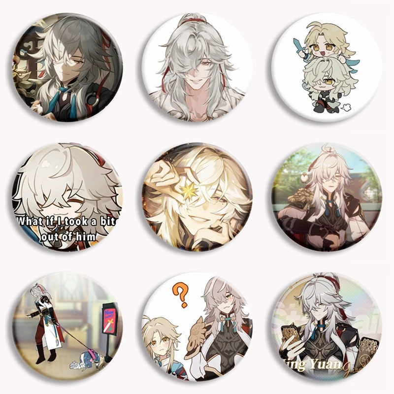 Juego Honkai Star Rail personaje Jingyuan botón Pin creativo dibujos animados Fanart insignia broche bolsa decoración Gamer amigos Fans regalo 58mm